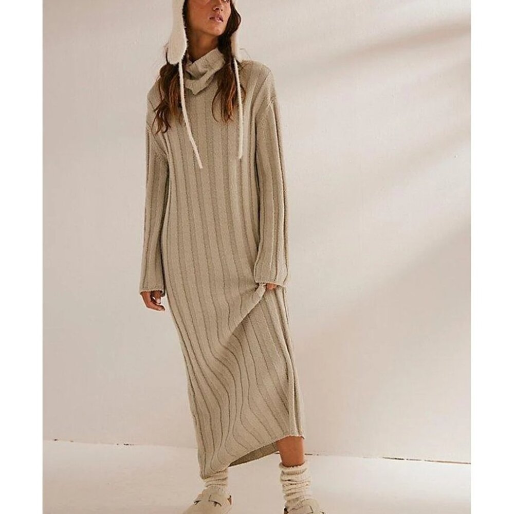 NEW! Free People Wanda Sweater Dress in Agate Gray